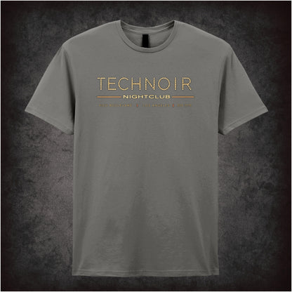 Tech Noir nightclub marquee logo T-shirt in charcoal from The Terminator