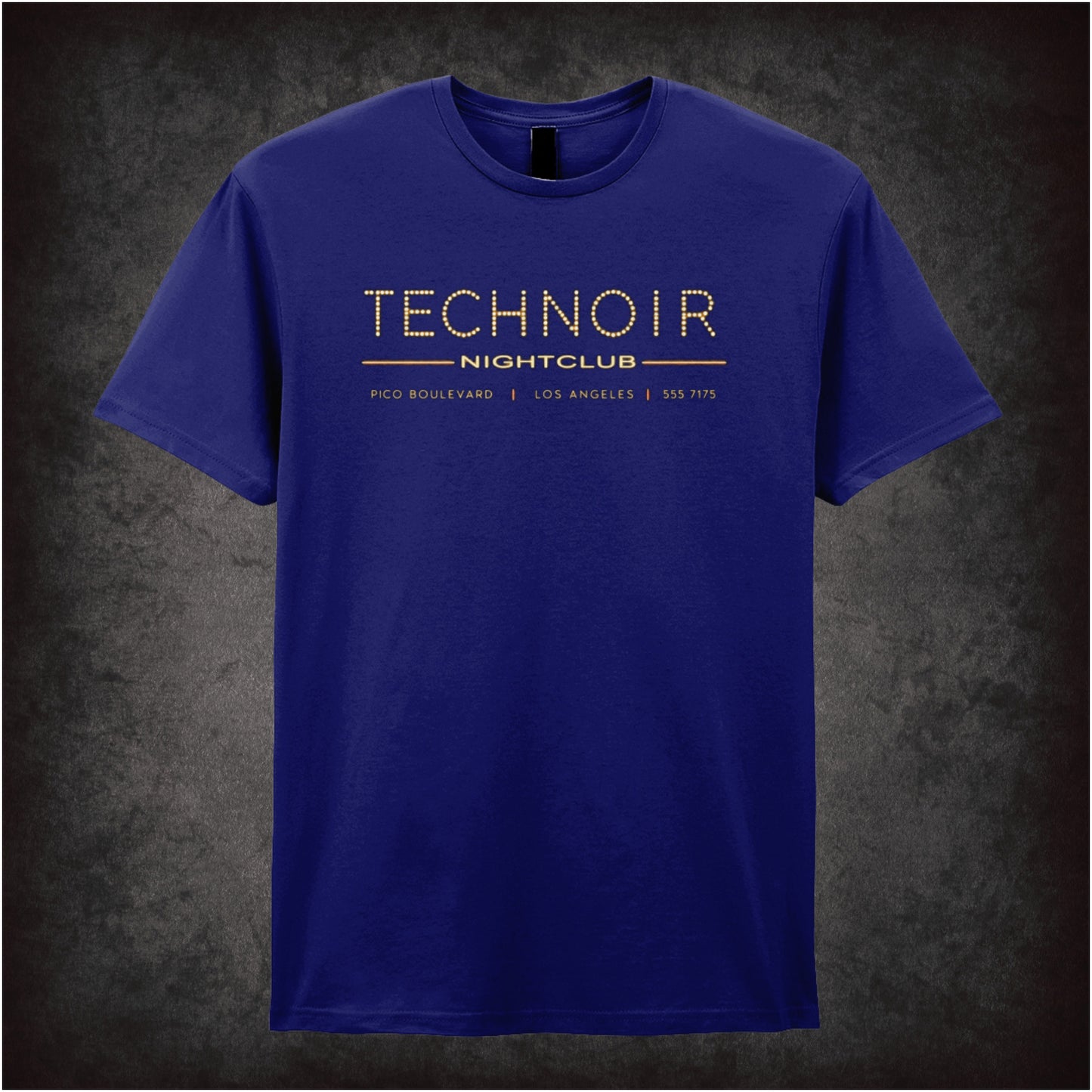Tech Noir nightclub marquee logo T-shirt in navy from The Terminator