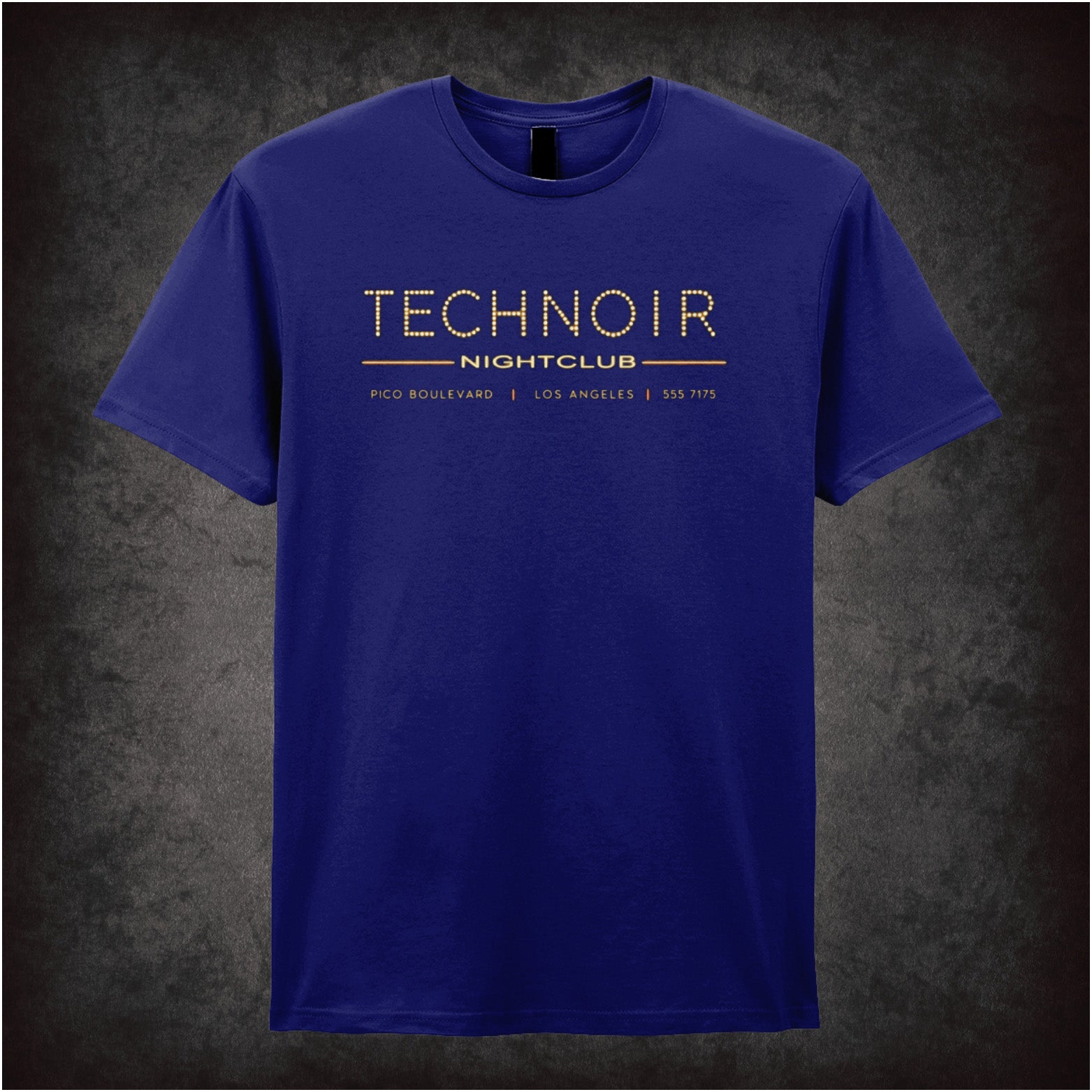 Tech Noir nightclub marquee logo T-shirt in navy from The Terminator