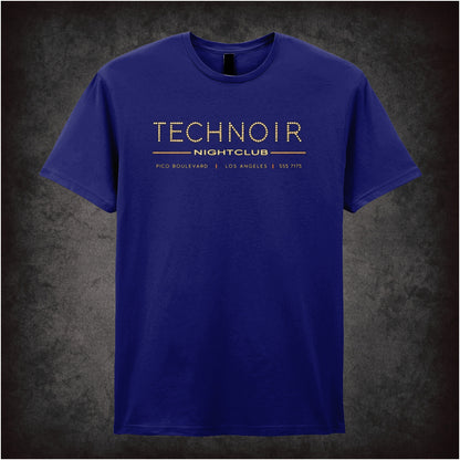 Tech Noir nightclub marquee logo T-shirt in navy from The Terminator