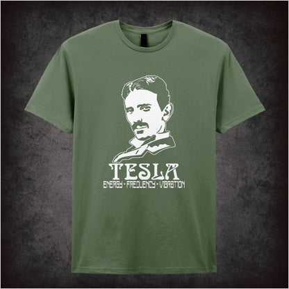 Tesla Energy Vibration Frequency – Cult Science Quote Graphic T-Shirt