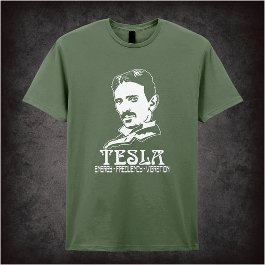 Tesla Energy Vibration Frequency – Cult Science Quote Graphic T-Shirt