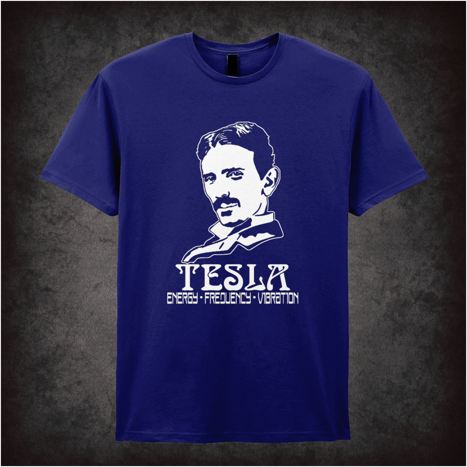 Nikola Tesla portrait T-shirt energy frequency vibration design