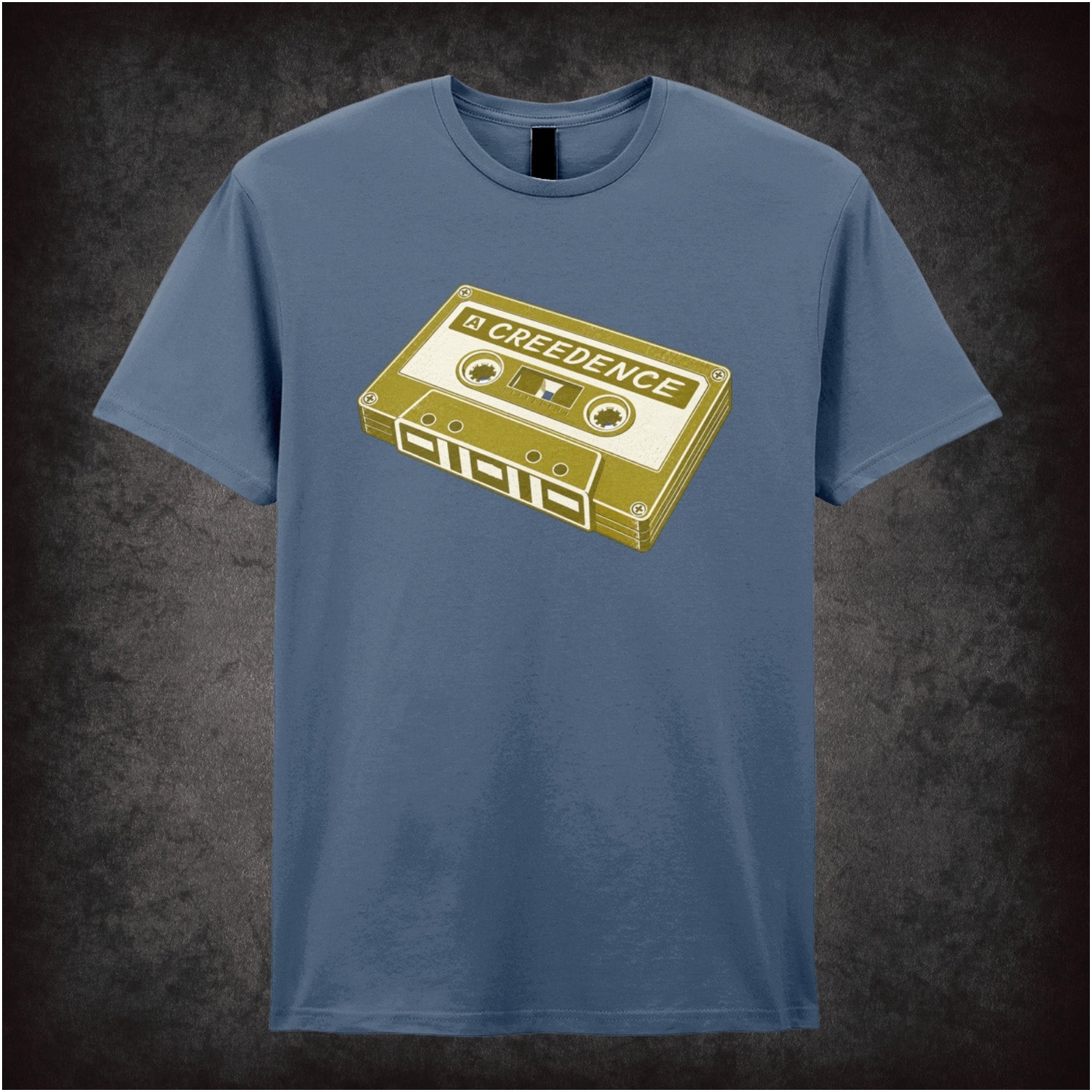 Creedence cassette tape T-shirt in indigo from The Big Lebowski