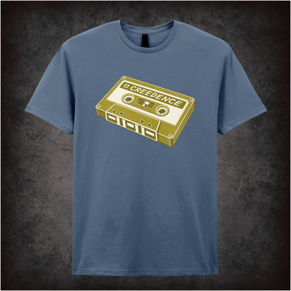 Creedence cassette tape T-shirt in indigo from The Big Lebowski