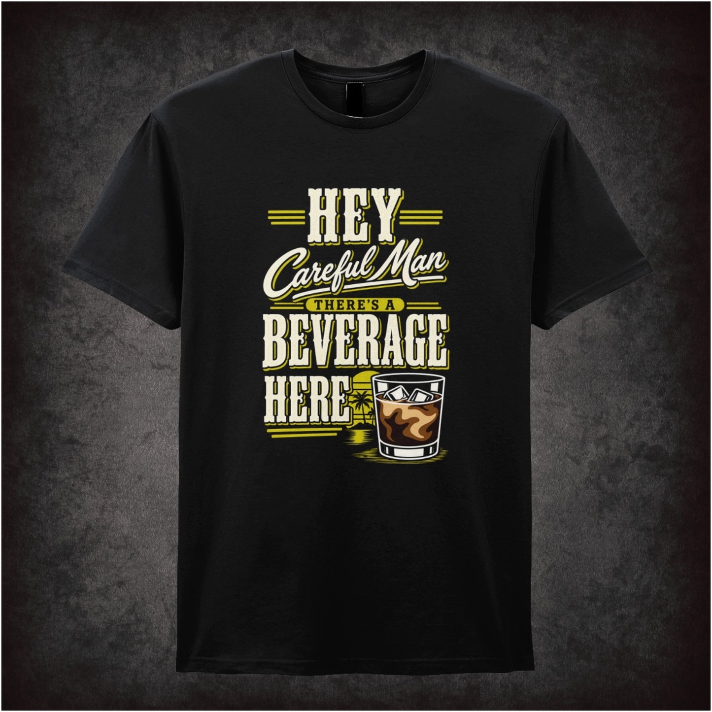 ‘Hey careful man, there’s a beverage here!’ quote T-shirt in black from The Big Lebowski