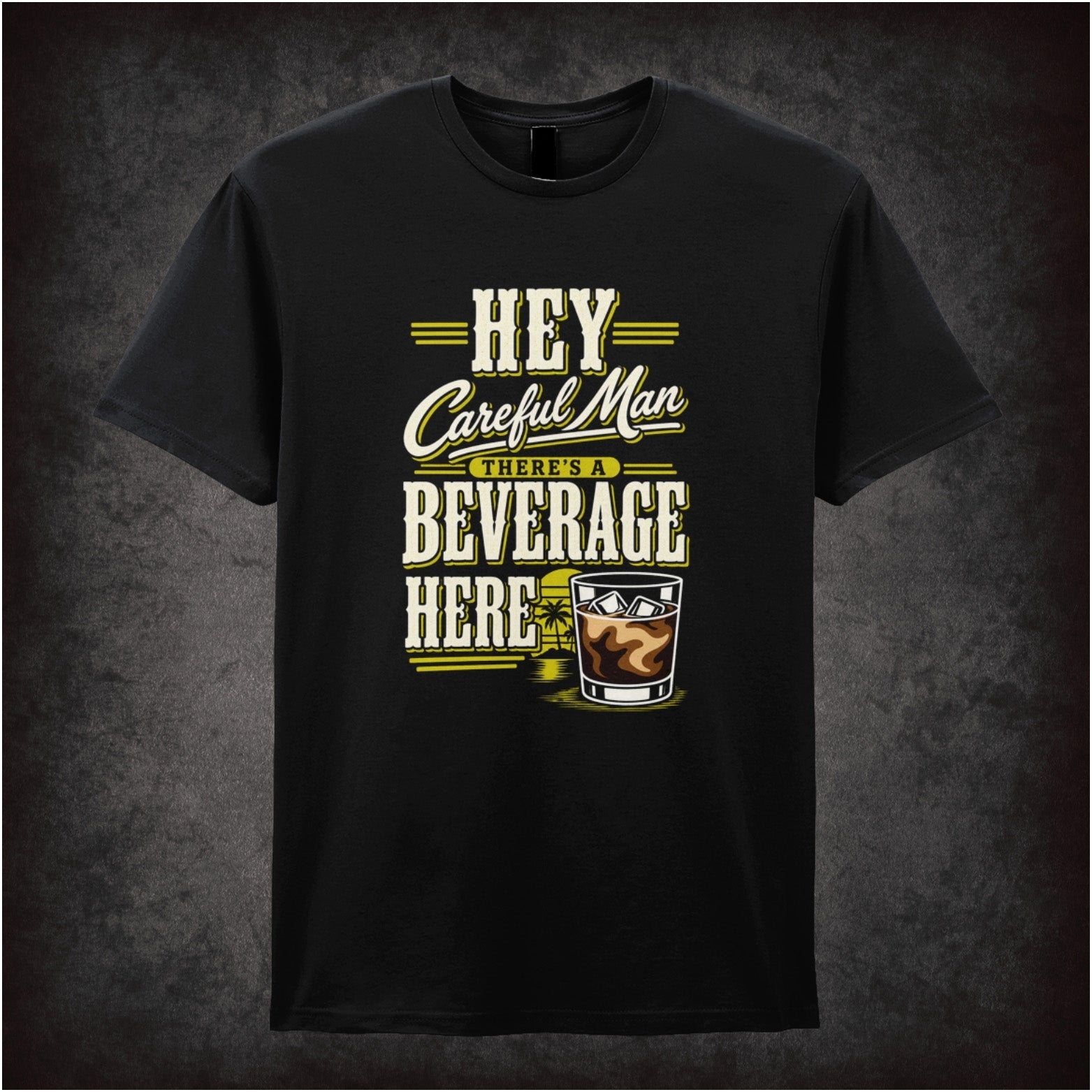 ‘Hey careful man, there’s a beverage here!’ quote T-shirt in black from The Big Lebowski