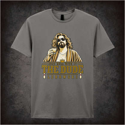 Just Roll With It The Dude T-shirt in charcoal from The Big Lebowski
