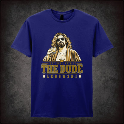Just Roll With It The Dude T-shirt in navy from The Big Lebowski