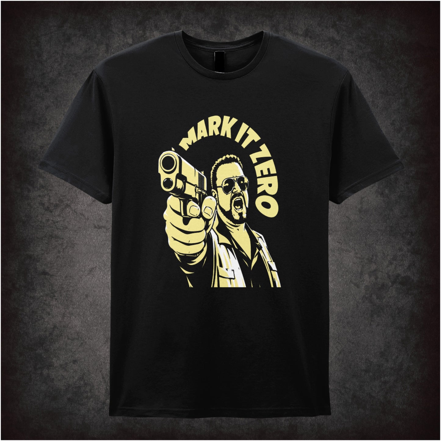 Walter Sobchak ‘Mark it zero’ T-shirt in black from The Big Lebowski