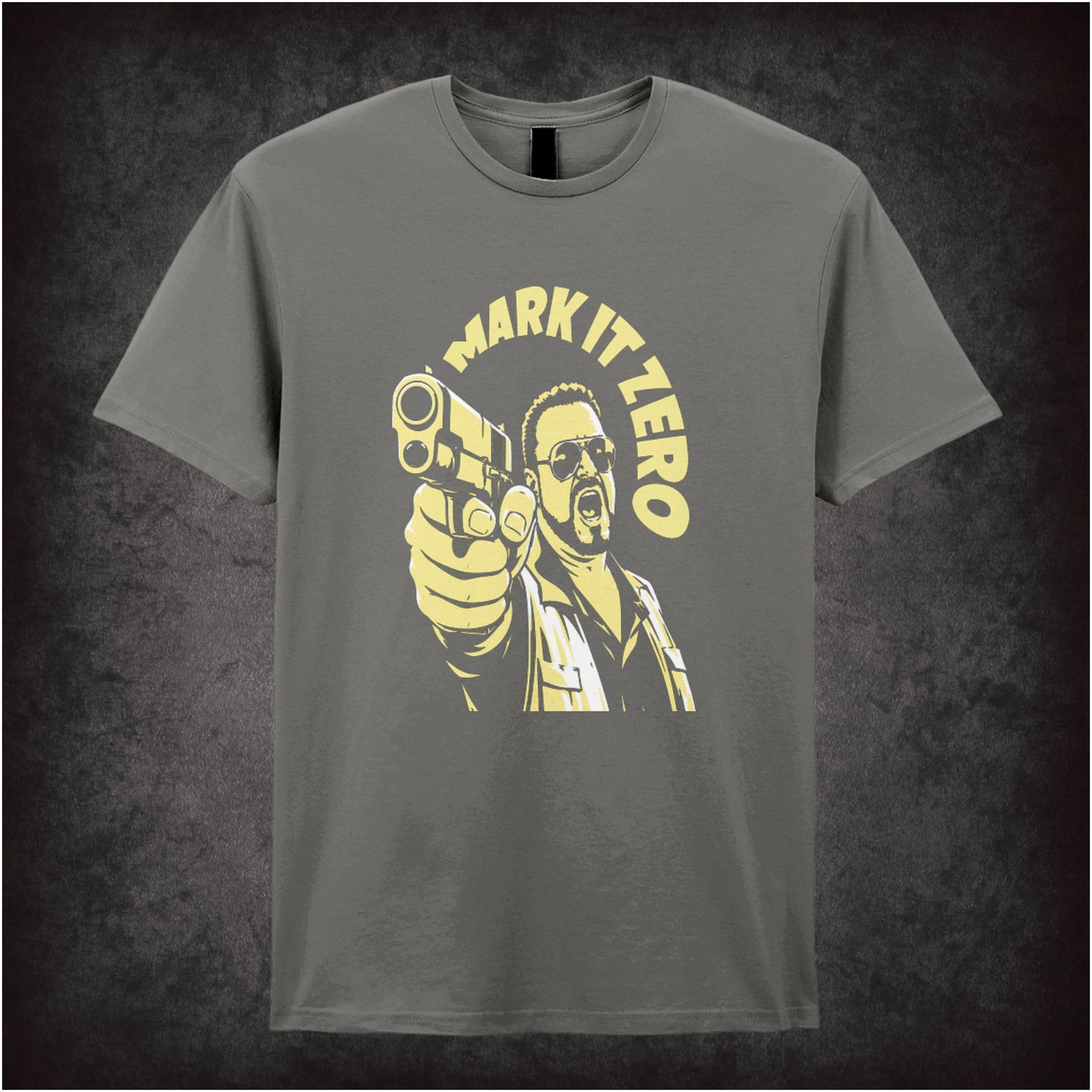 Walter Sobchak ‘Mark it zero’ T-shirt in charcoal from The Big Lebowski