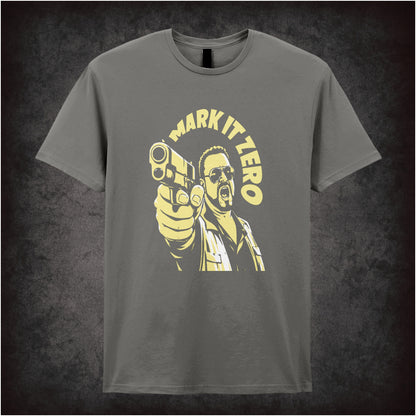 Walter Sobchak ‘Mark it zero’ T-shirt in charcoal from The Big Lebowski