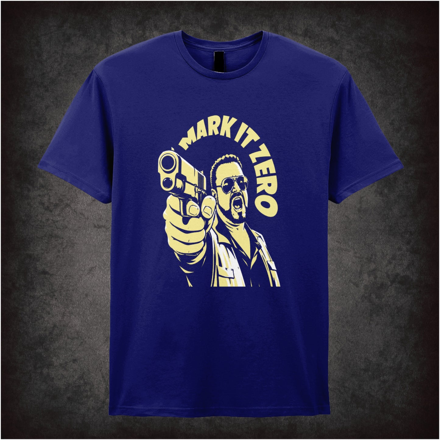 Walter Sobchak ‘Mark it zero’ T-shirt in navy from The Big Lebowski