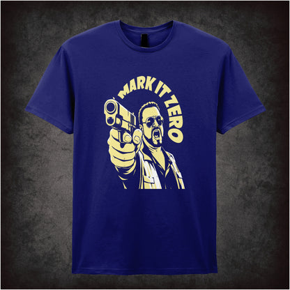 Walter Sobchak ‘Mark it zero’ T-shirt in navy from The Big Lebowski