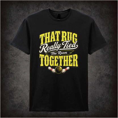 ‘That rug really tied the room together’ text T-shirt in black from The Big Lebowski