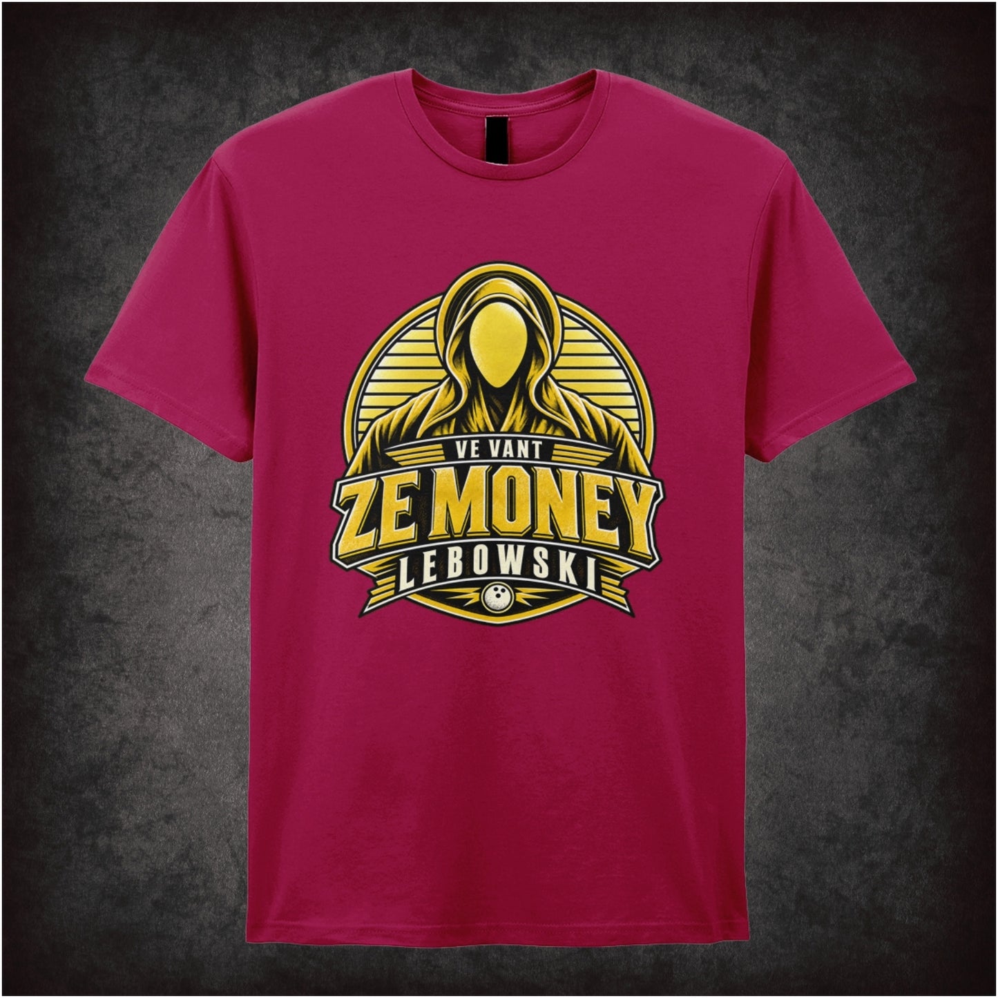 Nihilist quote ‘Ve vant ze money Lebowski’ silhouette T-shirt in cardinal red from The Big Lebowski