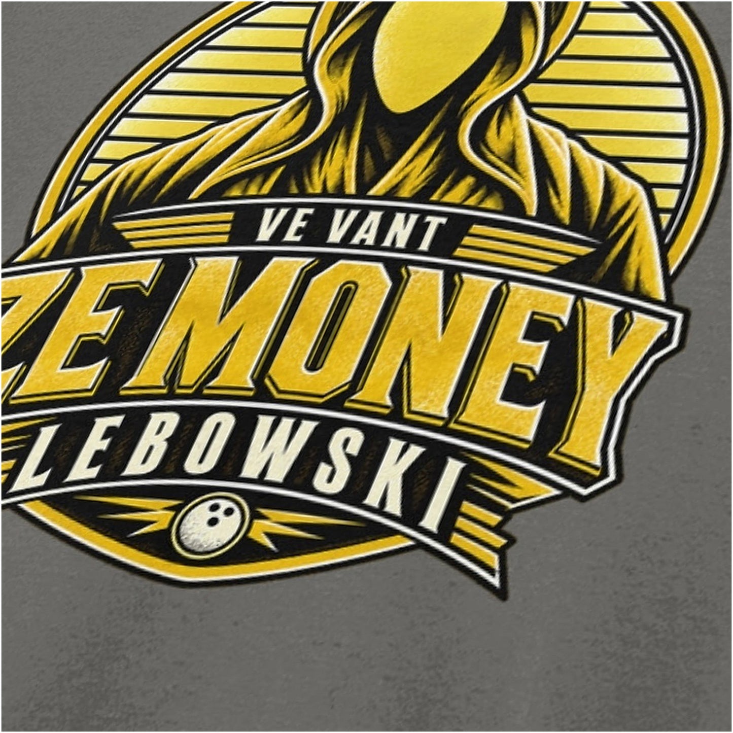 Nihilist quote ‘Ve vant ze money Lebowski’ silhouette close up T-shirt in charcoal from The Big Lebowski