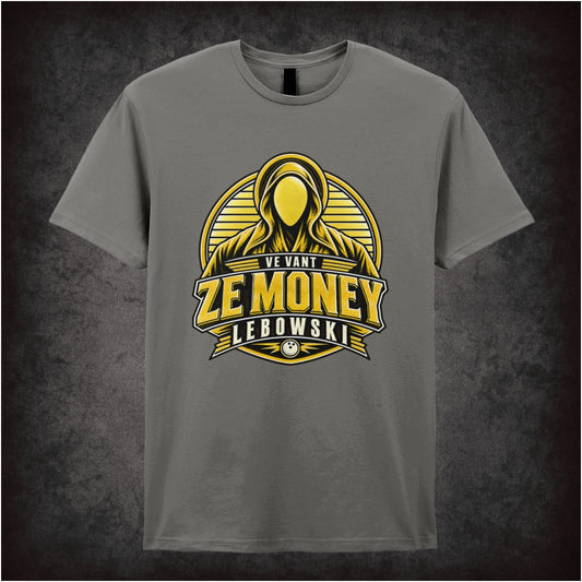 Nihilist quote ‘Ve vant ze money Lebowski’ silhouette T-shirt in charcoal from The Big Lebowski