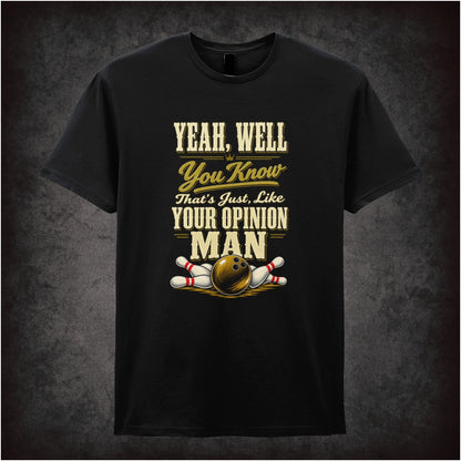 The Dude portrait ‘that’s just like your opinion, man’ T-shirt in black from The Big Lebowski
