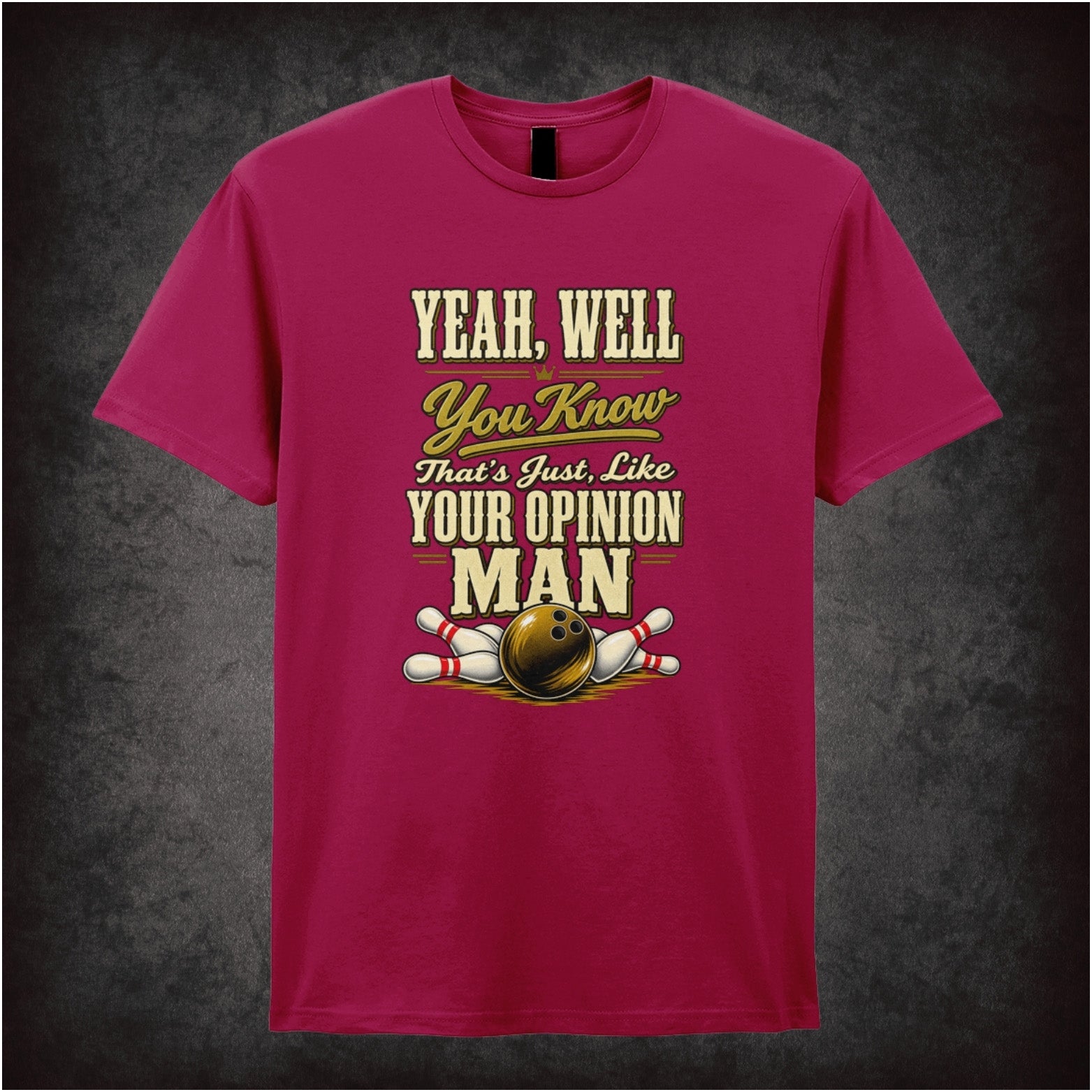 The Dude portrait ‘that’s just like your opinion, man’ T-shirt in cardinal red from The Big Lebowski