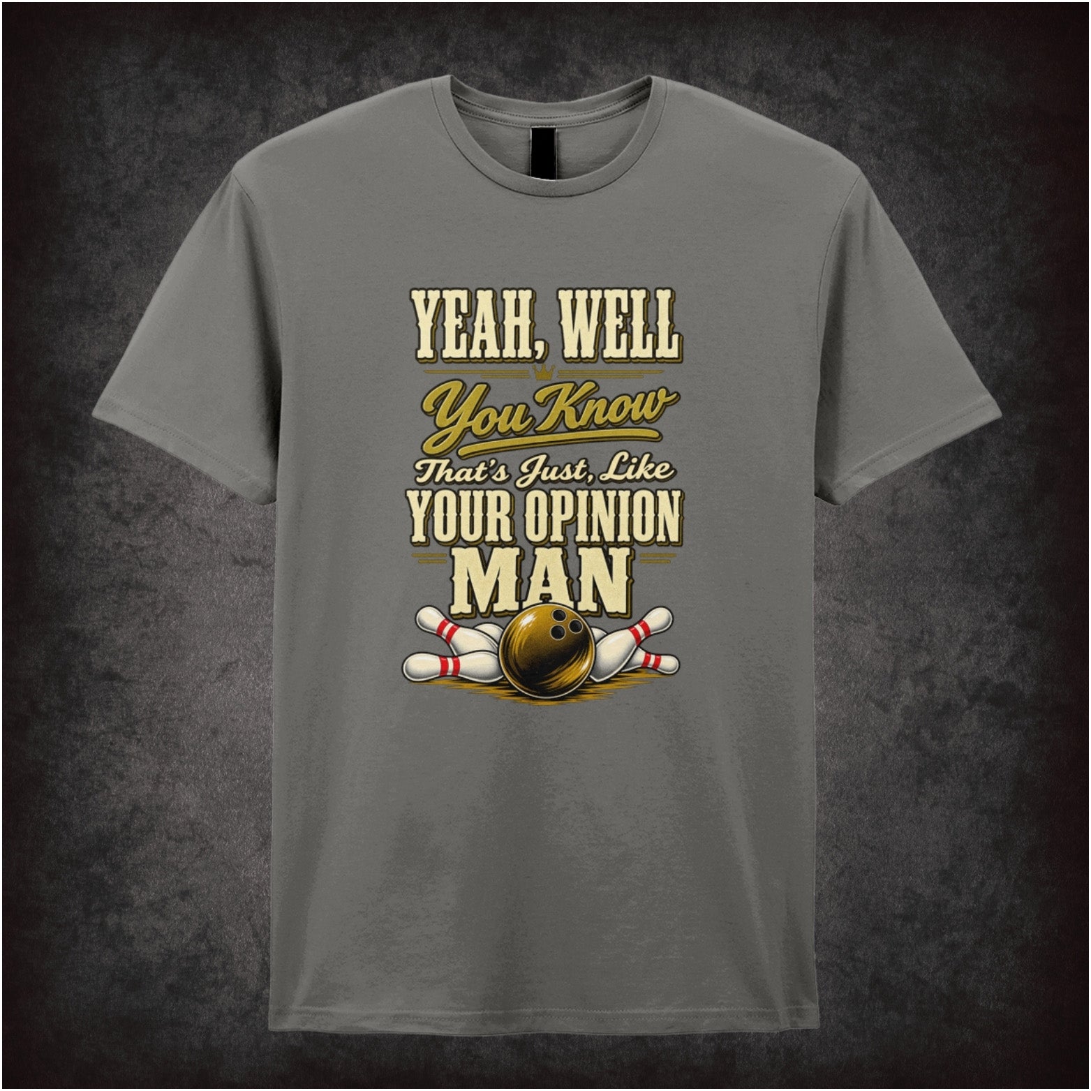 The Dude portrait ‘that’s just like your opinion, man’ T-shirt in charcoal from The Big Lebowski