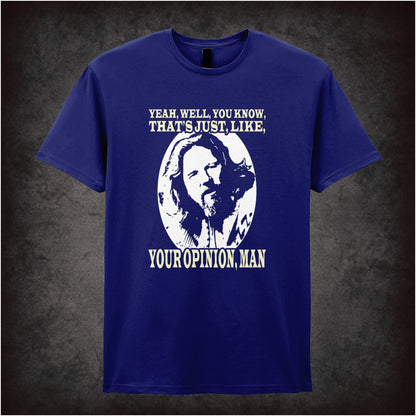The Dude portrait ‘that’s just like your opinion, man’ T-shirt from The Big Lebowski