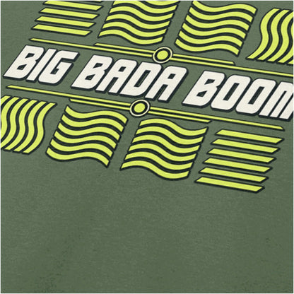 ‘Big bada boom’ elements graphic close up T-shirt in military green from The Fifth Element