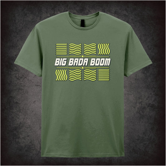 ‘Big bada boom’ elements graphic T-shirt in military green from The Fifth Element