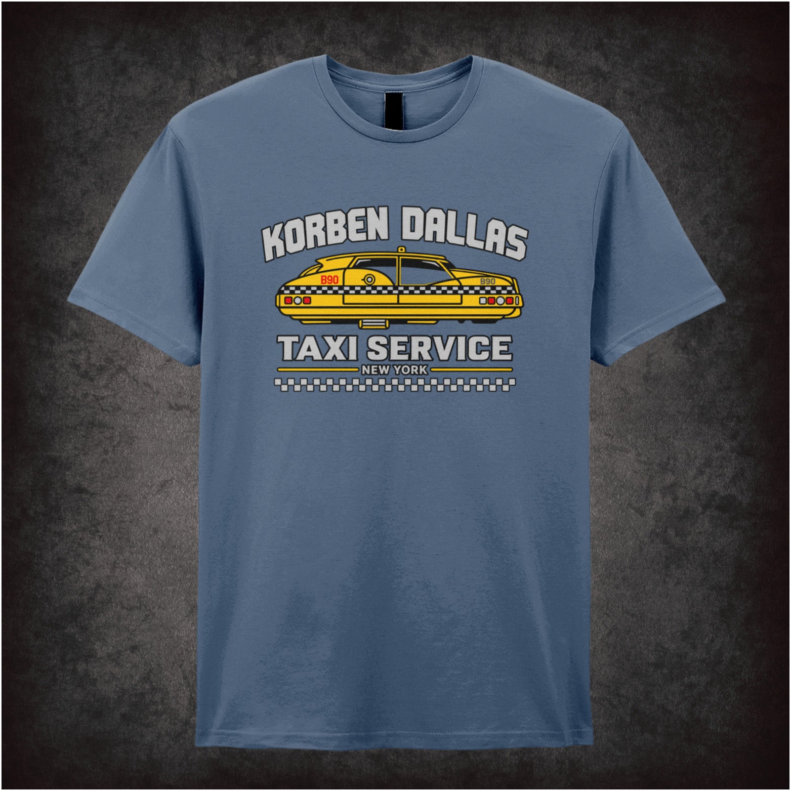 Korben Dallas Taxi Service logo T-shirt in indigo from The Fifth Element