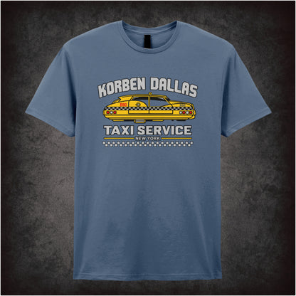 Korben Dallas Taxi Service logo T-shirt in indigo from The Fifth Element