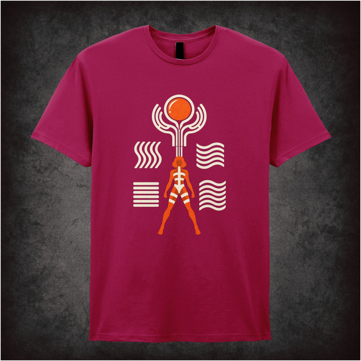 Leeloo Symbols T-shirt in cardinal red from The Fifth Element