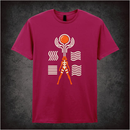 Leeloo Symbols T-shirt in cardinal red from The Fifth Element