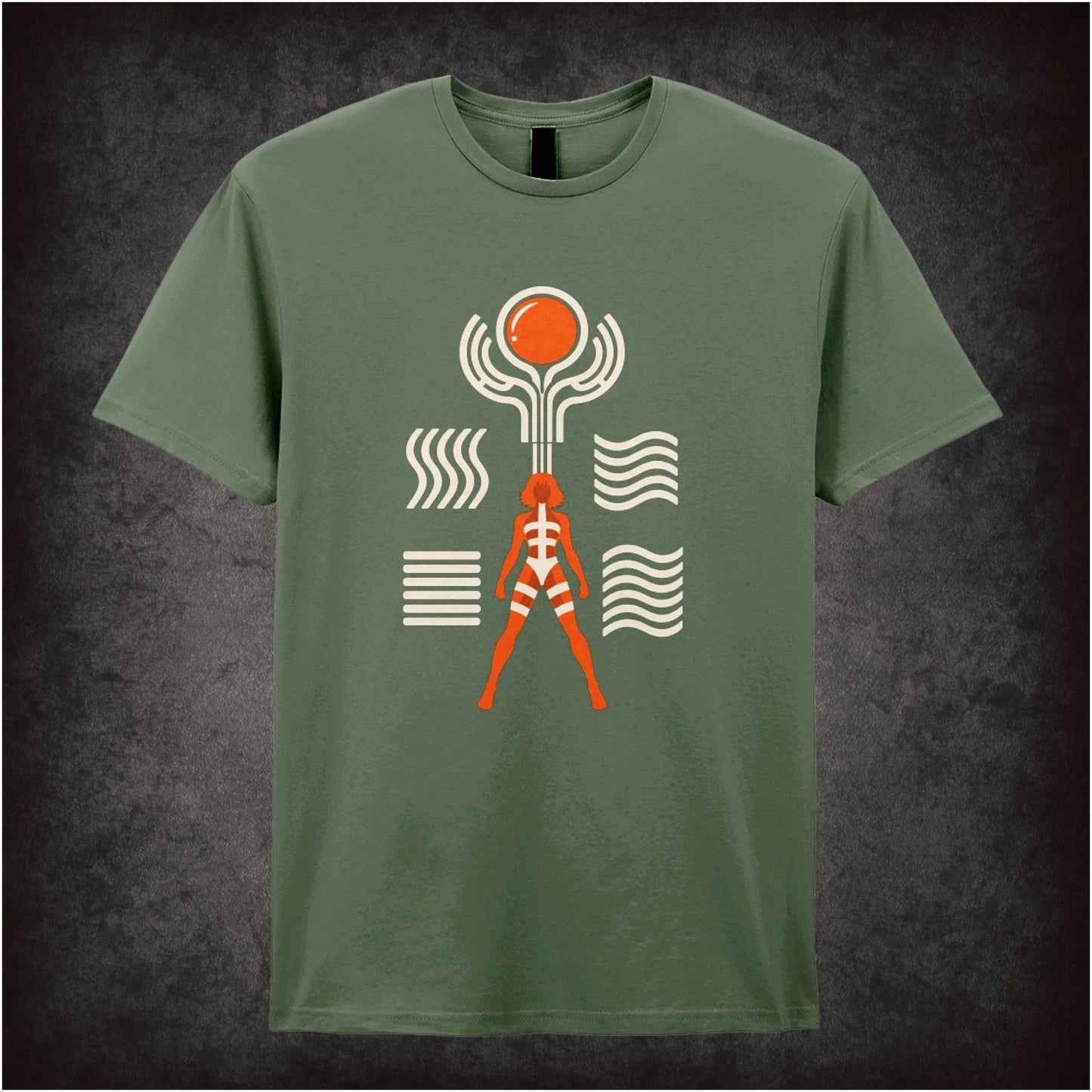Leeloo Symbols T-shirt in military green from The Fifth Element