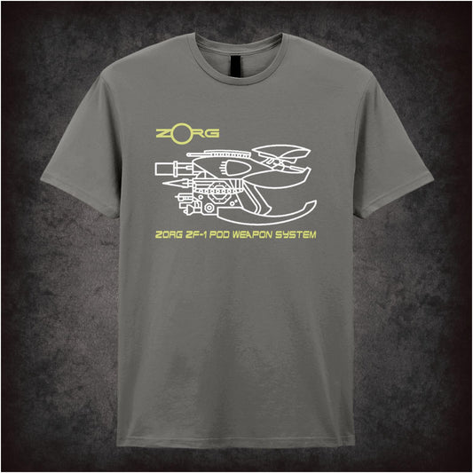 Zorg ZF-1 pod weapon system schematic T-shirt from The Fifth Element