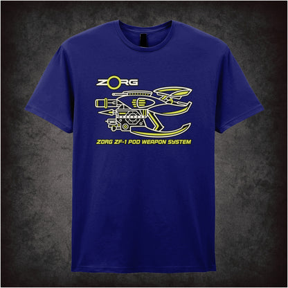 Zorg ZF-1 pod weapon system schematic T-shirt in navy from The Fifth Element
