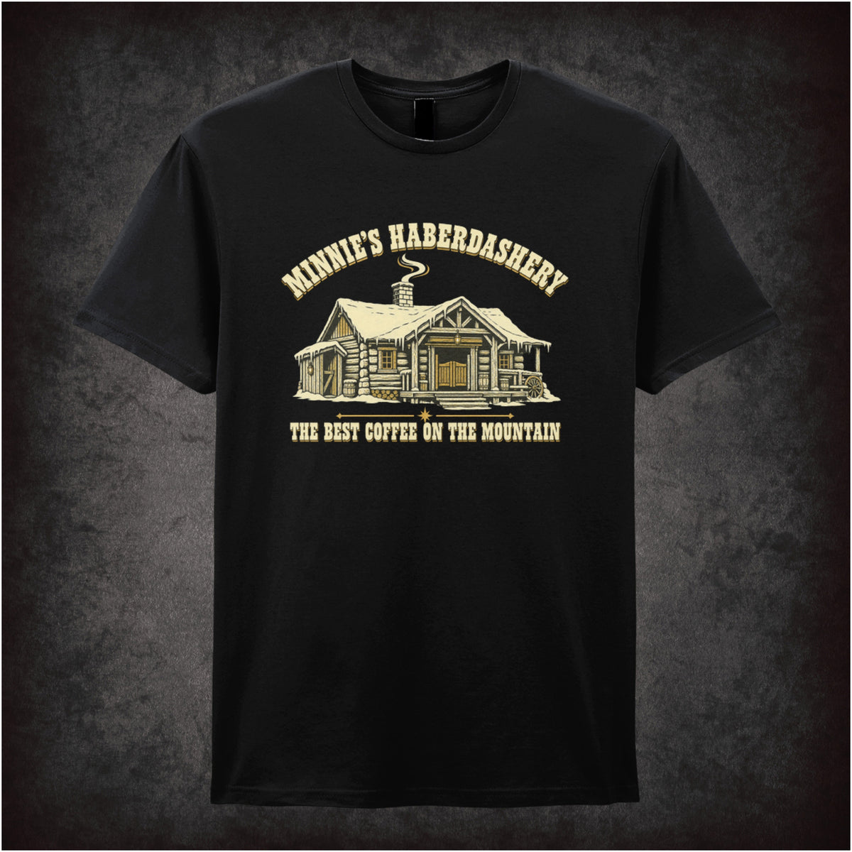 Minnie’s Haberdashery ‘The best coffee on the mountain’ T-shirt in black from The Hateful Eight