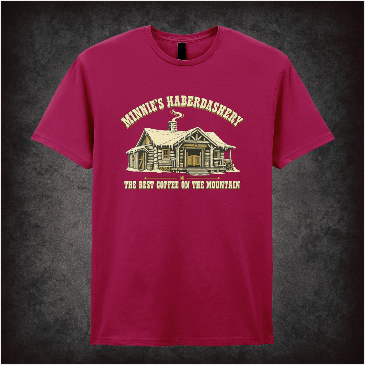 Minnie’s Haberdashery ‘The best coffee on the mountain’ T-shirt in cardinal red from The Hateful Eight