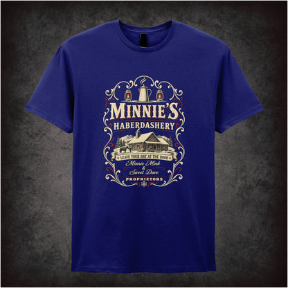 Minnie’s Haberdashery logo T-shirt in navy from The Hateful Eight