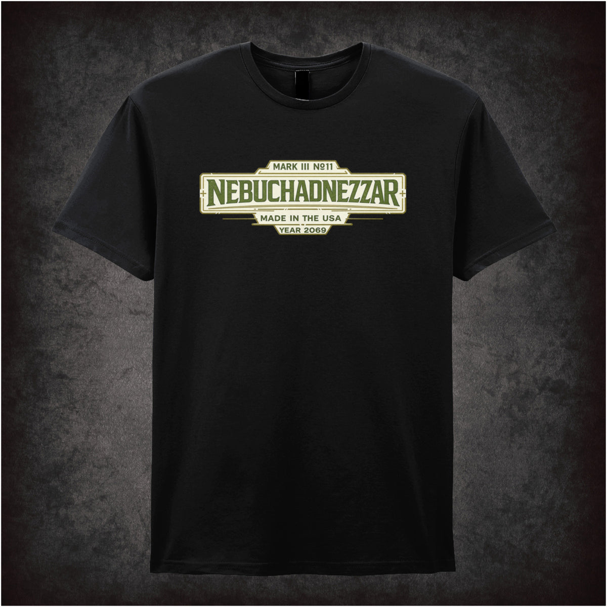 Nebuchadnezzar ship spec label T-shirt in black from The Matrix