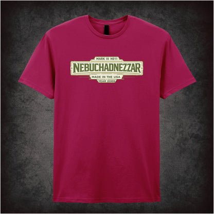 Nebuchadnezzar ship spec label T-shirt in cardinal red from The Matrix
