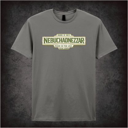 Nebuchadnezzar ship spec label T-shirt in charcoal from The Matrix