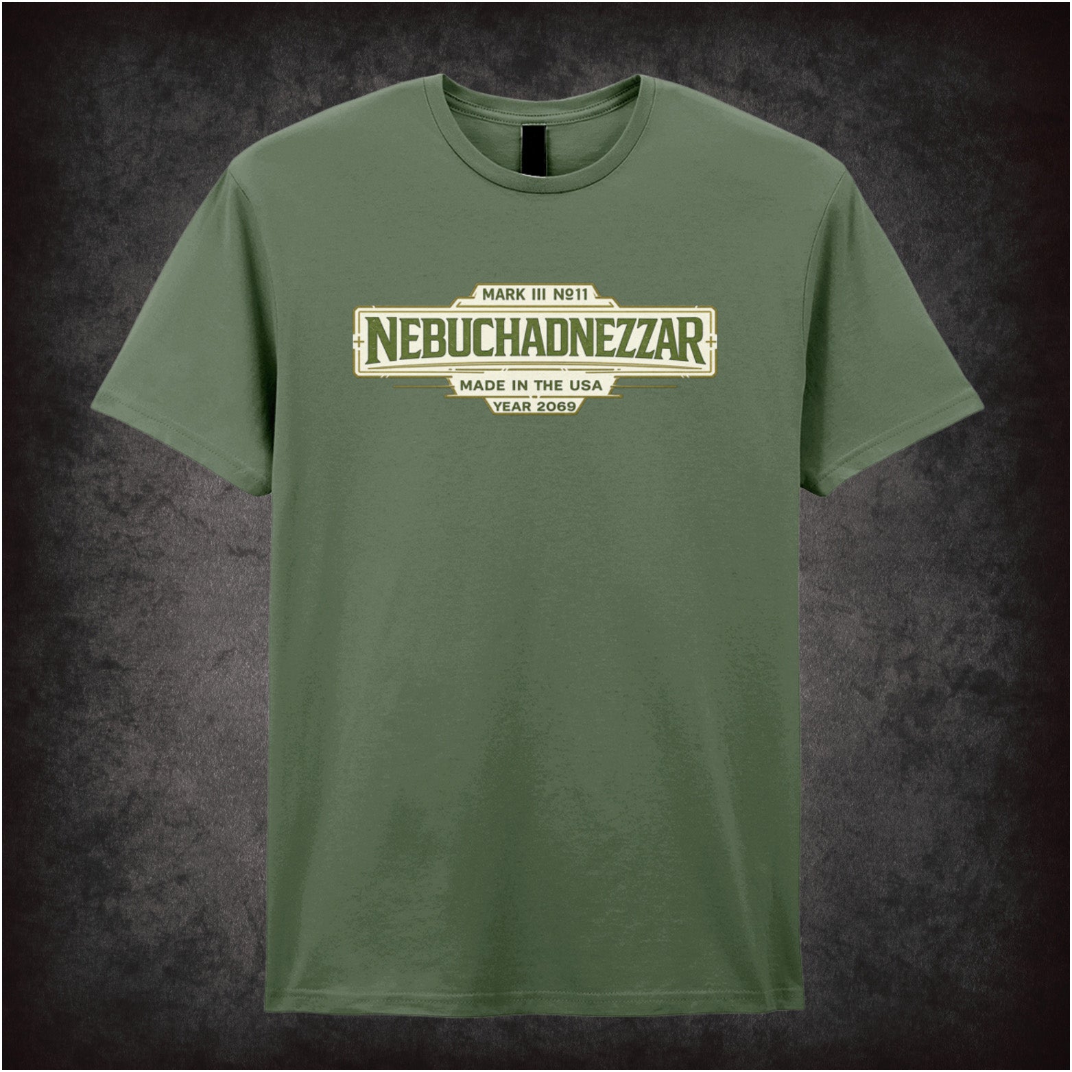 Nebuchadnezzar ship spec label T-shirt in military green from The Matrix