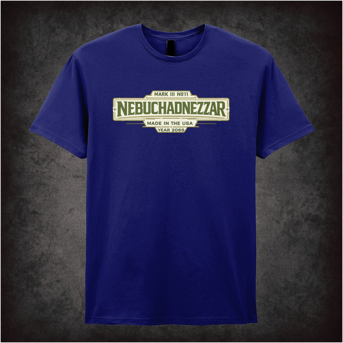 Nebuchadnezzar ship spec label T-shirt in navy from The Matrix