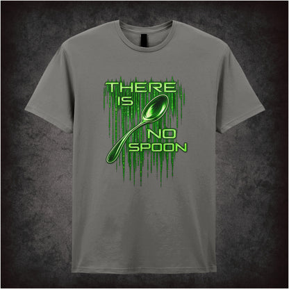 ‘There is no spoon’ quote T-shirt in charcoal from The Matrix