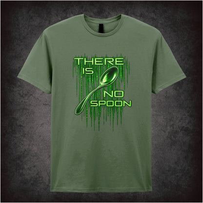 ‘There is no spoon’ quote T-shirt in military green from The Matrix