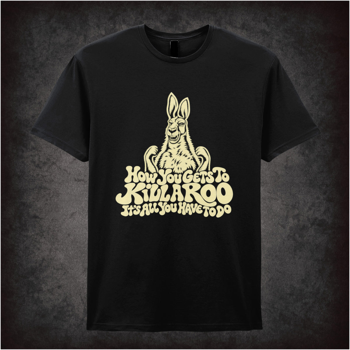 “Howard Moon ‘How you gets to kill a roo… it’s all you have to do’ T-shirt in black from The Mighty Boosh”