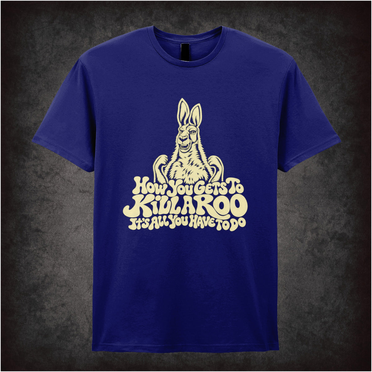 “Howard Moon ‘How you gets to kill a roo… it’s all you have to do’ T-shirt in navy from The Mighty Boosh”