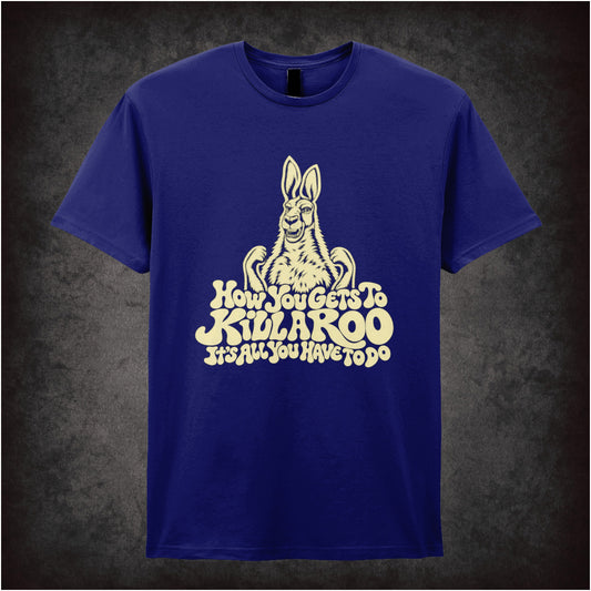“Howard Moon ‘How you gets to kill a roo… it’s all you have to do’ T-shirt in navy from The Mighty Boosh”