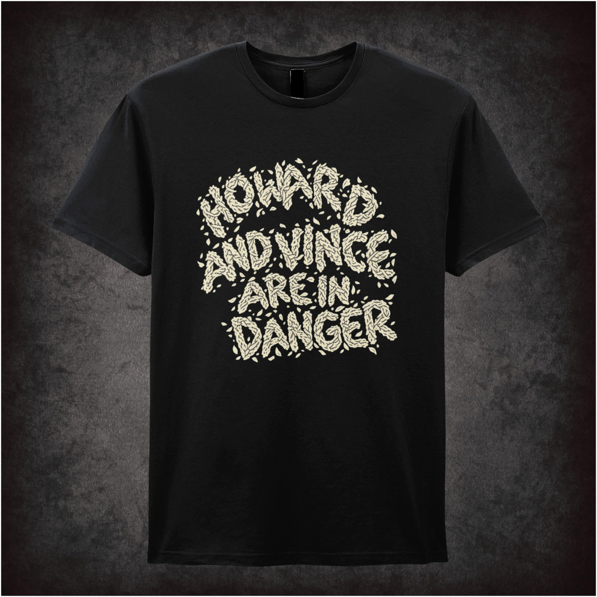“‘Howard and Vince are in danger’ T-shirt in black from The Mighty Boosh”