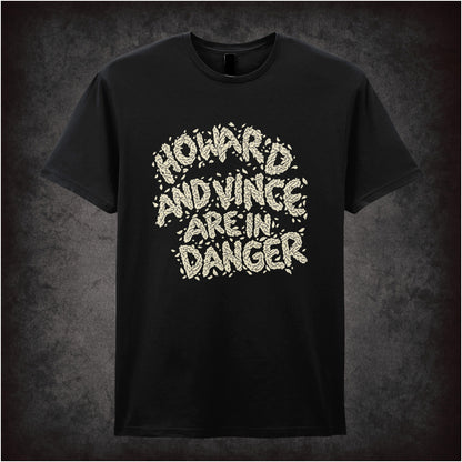 “‘Howard and Vince are in danger’ T-shirt in black from The Mighty Boosh”